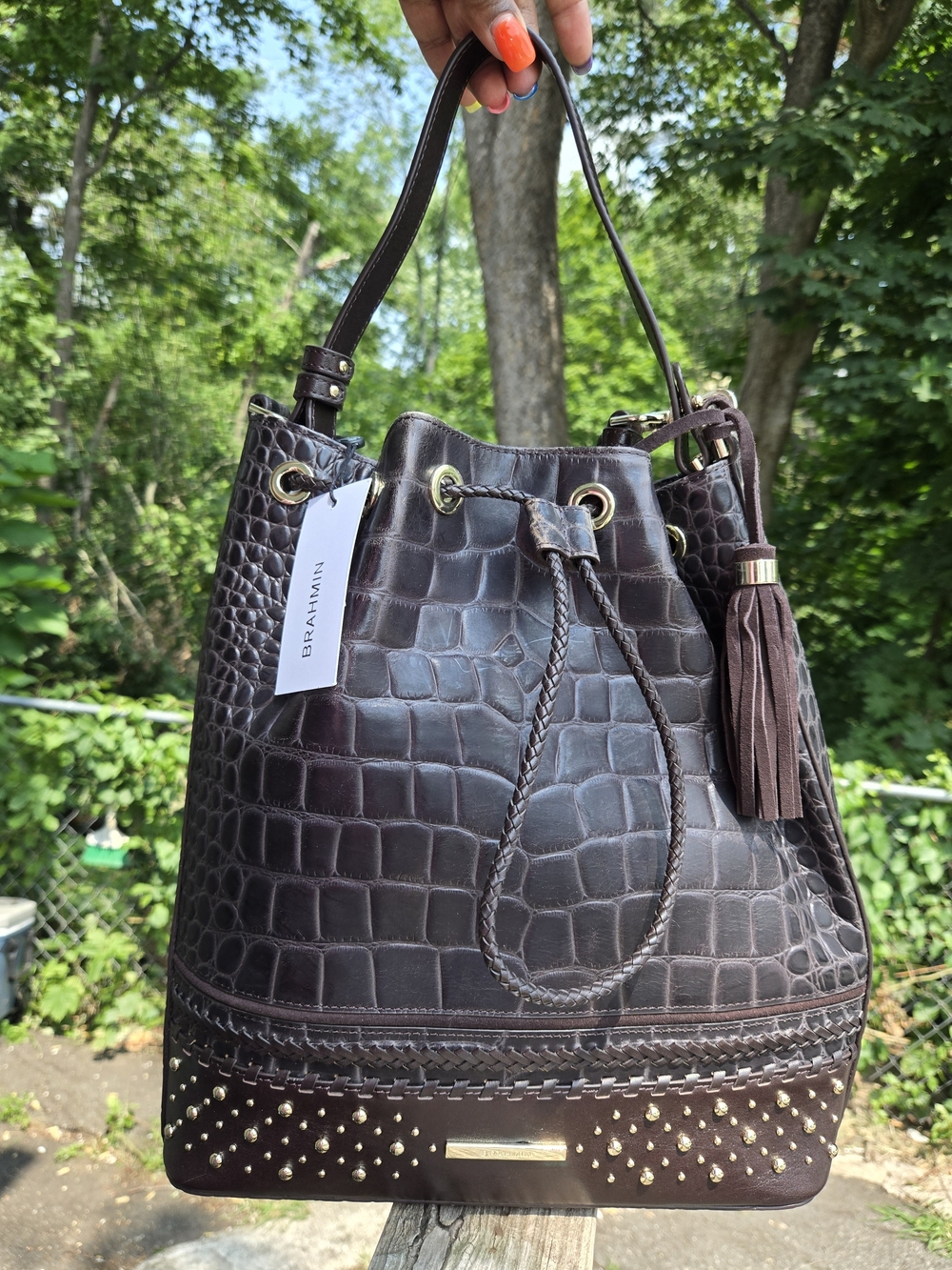 Brahmin Marlowe Cocoa Dalloway Genuine Leather Satchel NWT - Picture 1 of 13